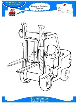 Çocuklar İçin Forklift Boyama Sayfaları 